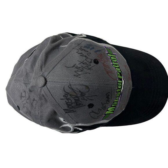 Vintage Monster Patrol Hat Cap Strap Back Black Gray Embroidered Signed Flames - Picture 7 of 8